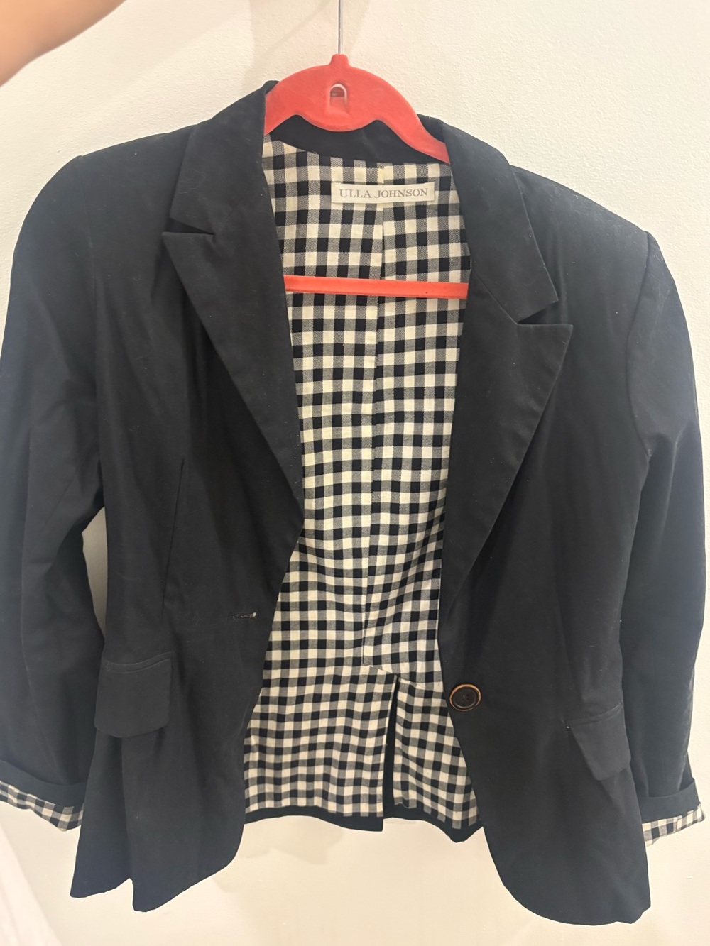 Ulla Johnson Black Blazer with Gingham Lining